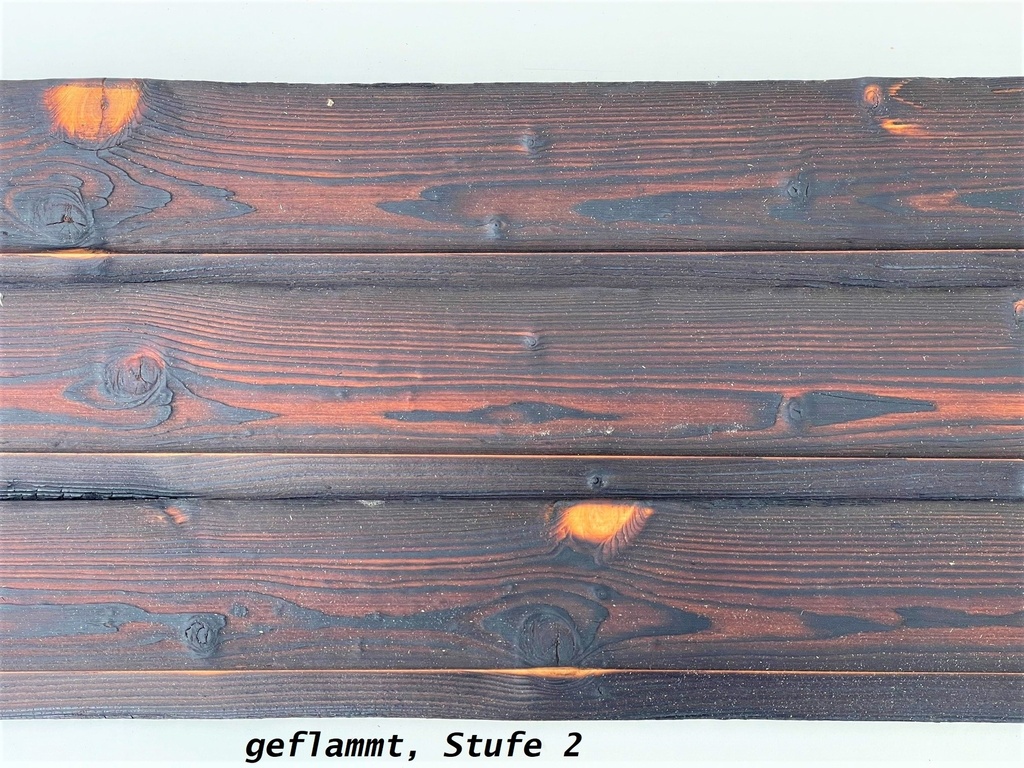 Geflammtes Profilholz 20 x 145 mm geflammt Stufe 2 nicht gebürstet nordische Fichte (Tanne)
