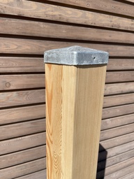 Zaunpfosten / Brettschichtholz 9 x 9 cm mit Kappe sibirische Lärche - Sortierung: AB (1,00 m, Edelstahl-Kappe)