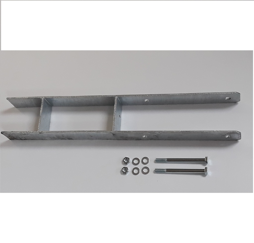 [0011] H-Pfostenträger 91 x 600 mm verzinkt Stärke 5 mm mit Schrauben